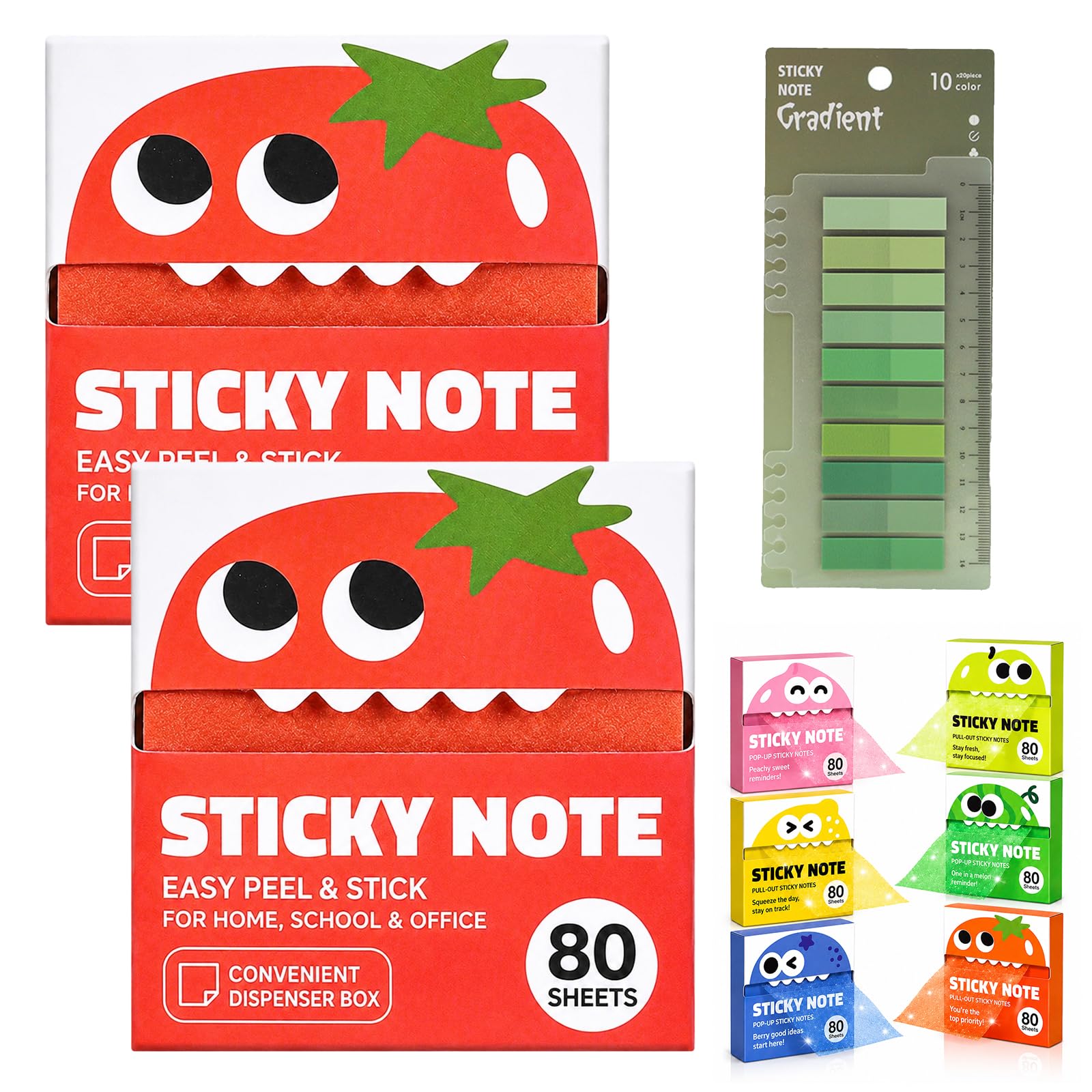 Glitter Sticky Notes, 2026 New Transparent Sparkly Sticky Notes for Books (Tomato*2)