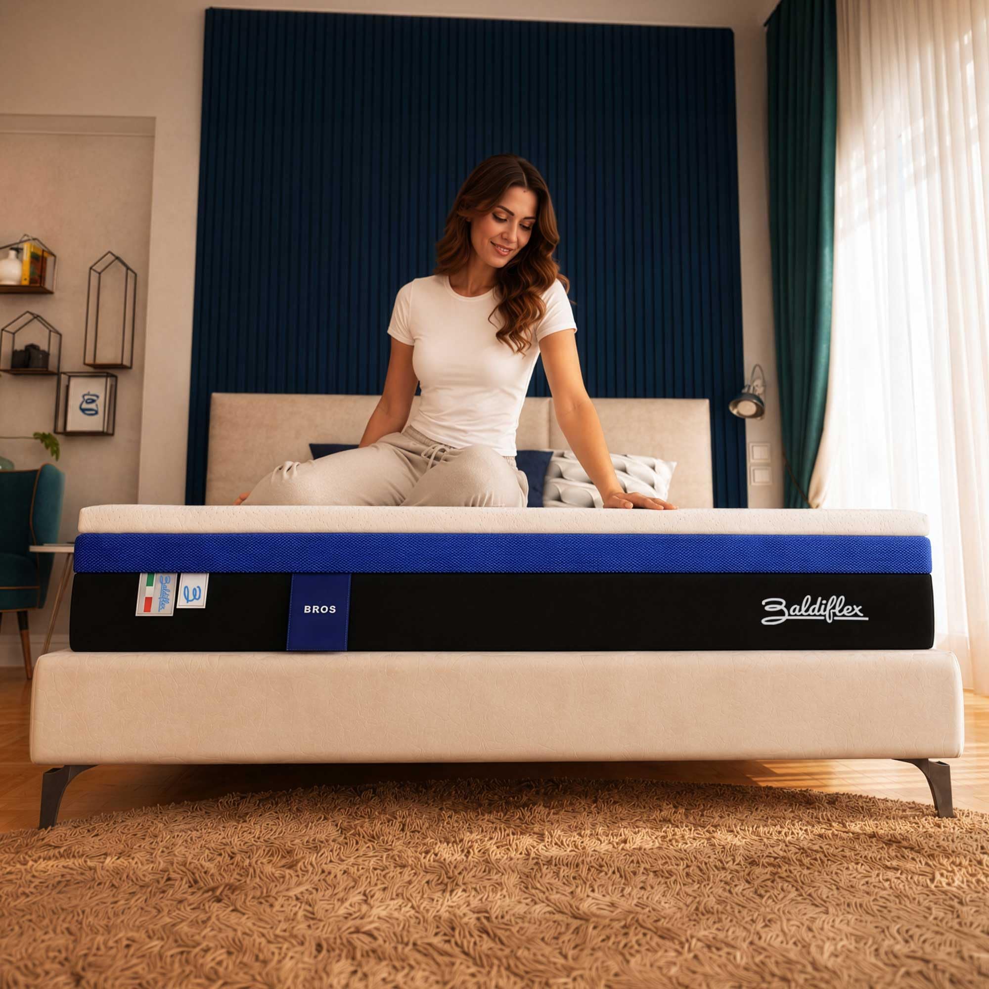 Baldiflex Materasso Matrimoniale a Molle e Memory Hybrid Bros misura 160x190 cm H25 cm