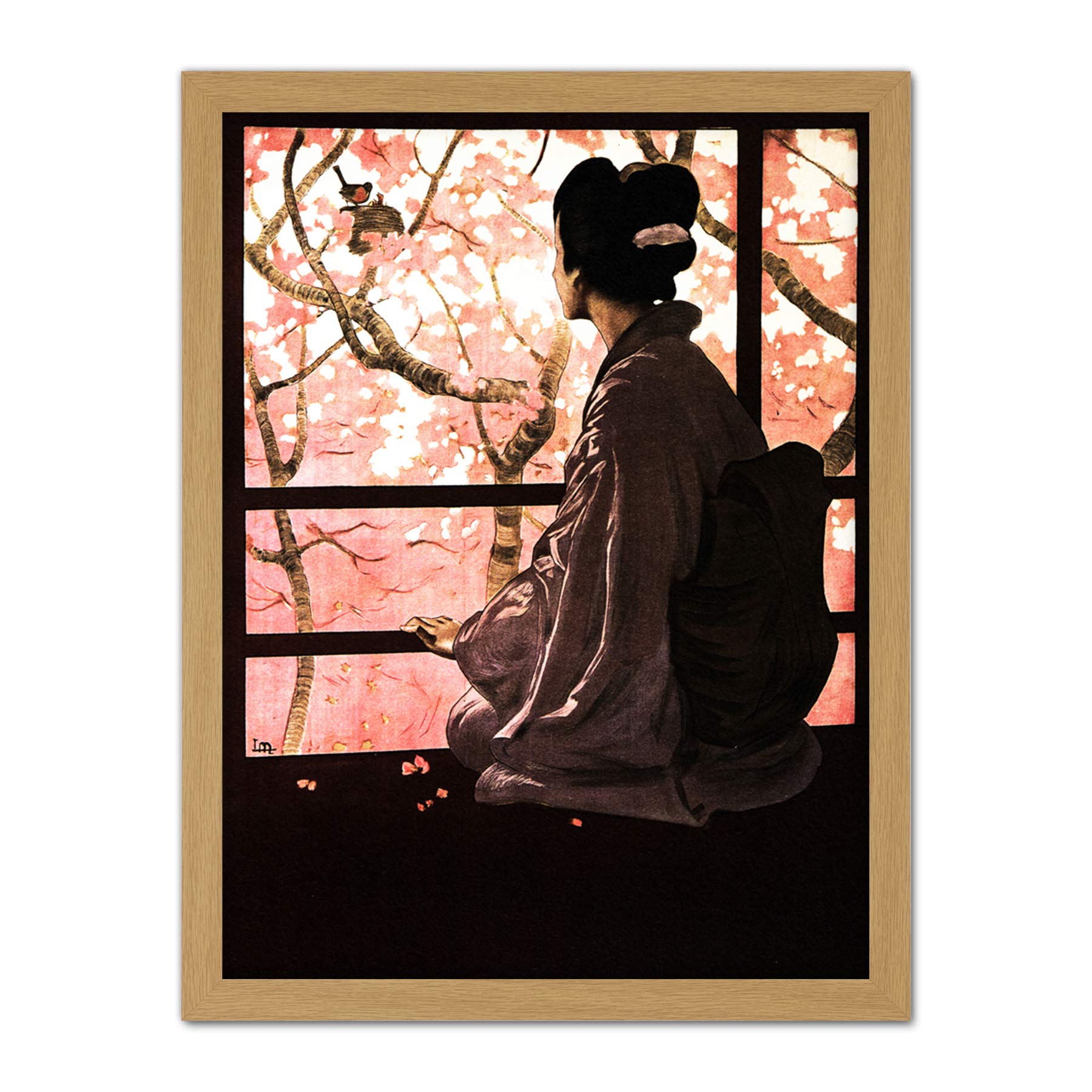Wee Blue Coo Opera Madame Butterfly Japanese Artwork Framed Wall Art Print 18X24 Inch