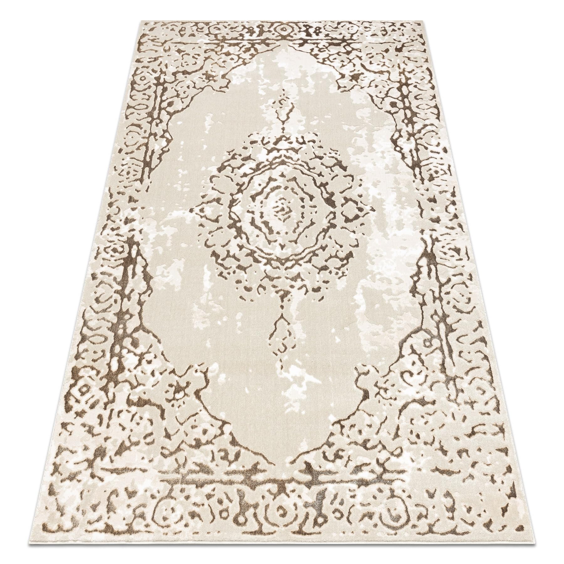 rugsx Tappeto ALLURE 1961 Tappeto moderno con cornice ornamentale in Crema/Oro - Elegante e glamour per soggiorno e camera da letto - 160x220 cm