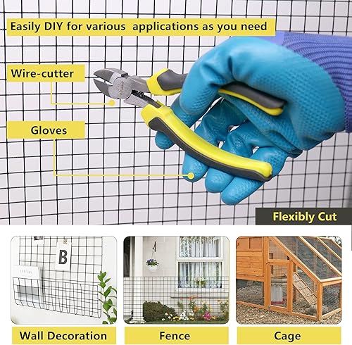 Miniatura 4 de TUOKS Rollo de malla de alambre recubierto de vinilo negro de 48 pulgadas x 100 pies 12 pulgadas, calibre 19, rollo de valla de alambre soldado para