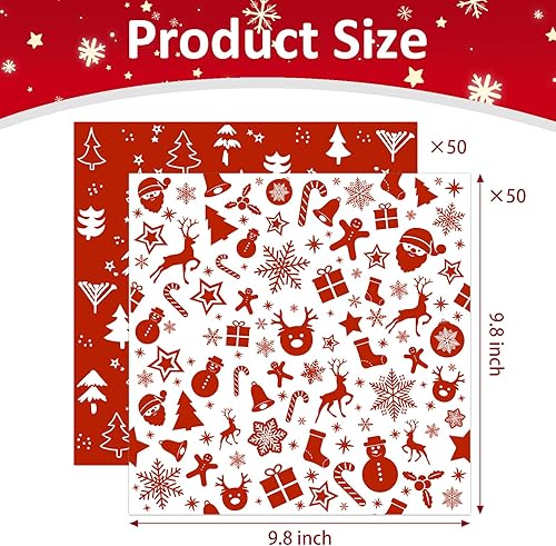 Miniatura 9 de Zezzxu 100 hojas de papel encerado de Navidad, papel pergamino de Navidad, papel a prueba de grasa, papel seco, papel de envoltura para canasta de