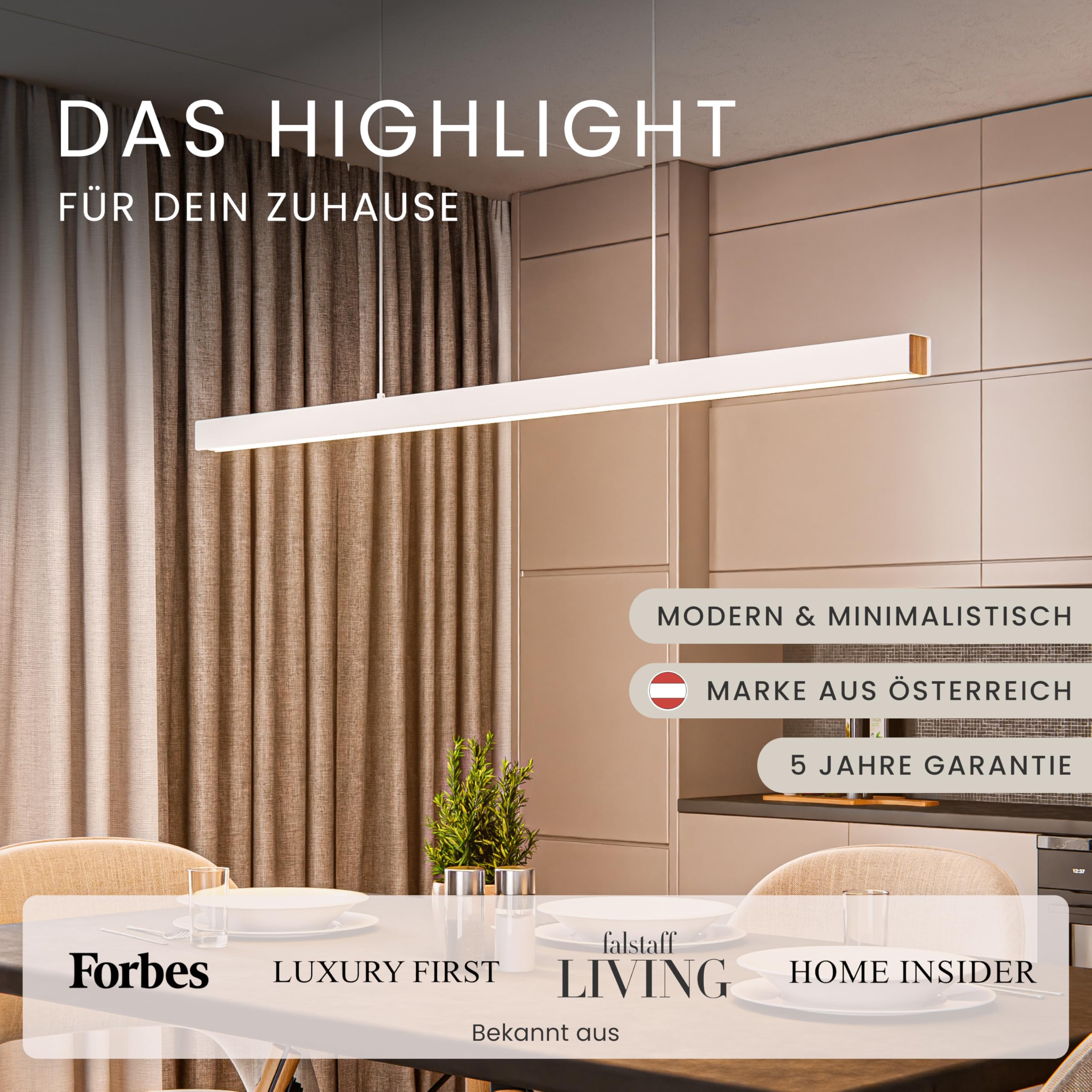 MATO LED Pendelleuchte Esstisch Höhenverstellbar Weiß - Lichtfarbe stufenlos einstellbar & dimmbar per Fernbedienung - 150cm Länge - Esstischlampe hängend, Esszimmerlampe, Hängelampe Esszimmer
