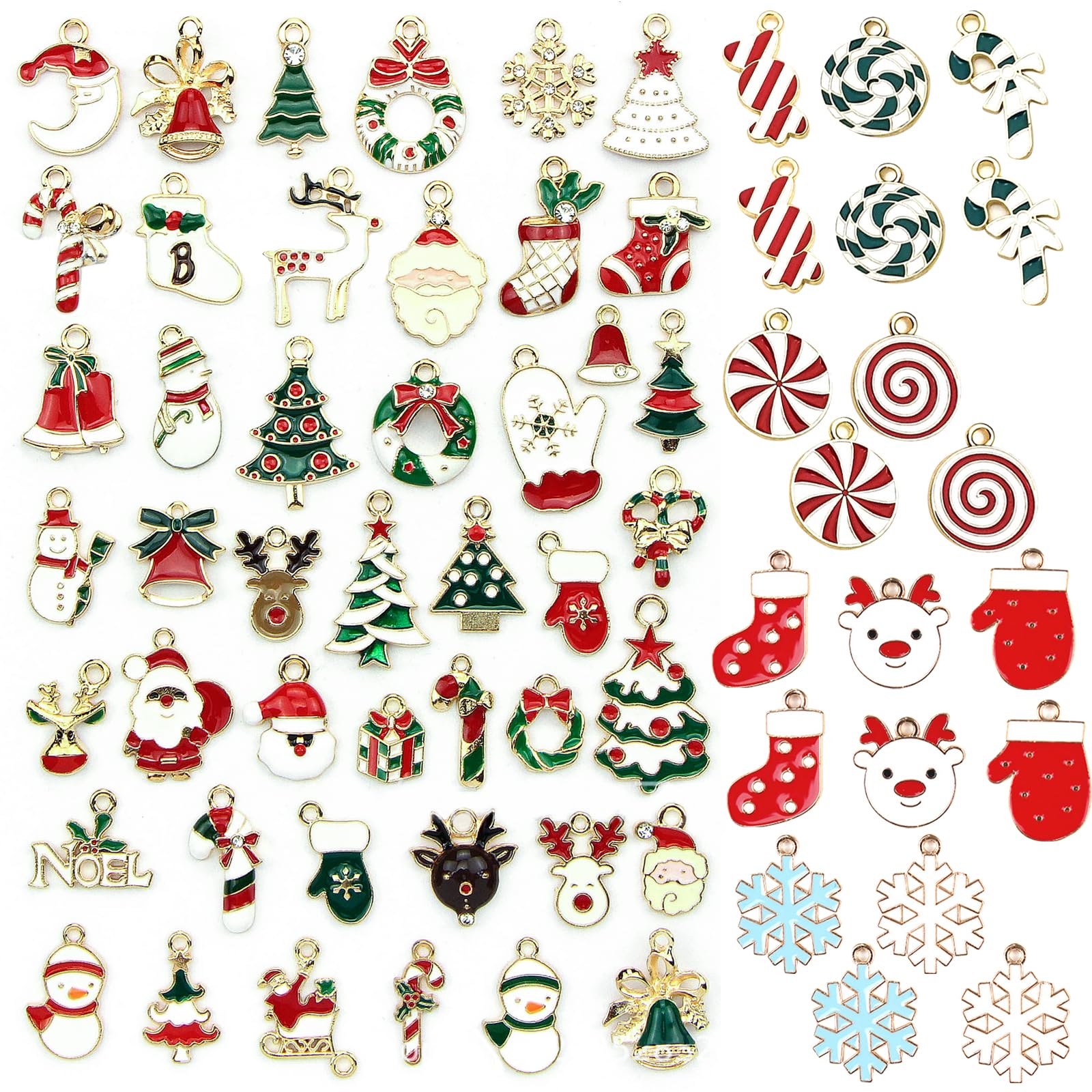 TYXHXTF 65 PCS Christmas Charms Christmas Pendant Charm DIY Making Charms Pendants for Craft Supplies