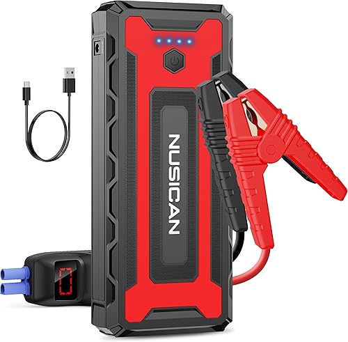NUSICAN Arrancador de automóvil, 2600 A 22000 mAh 12 V portátil, paquete de refuerzo de batería automático con USB dualcarga rápida 3.0 C (hasta 8.0