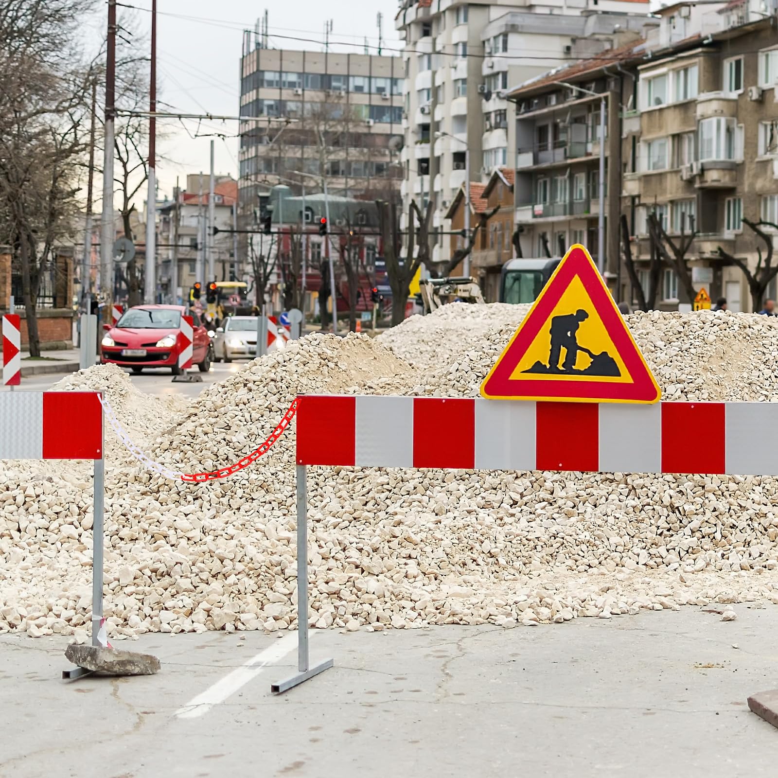 PATIKIL 50ft Catena di Sicurezza in Plastica, Catena di Sicurezza Anelli di Folla Barriera di Controllo per Recinzione Cancello Giardino Costruzione Vialetto, Rosso Giallo