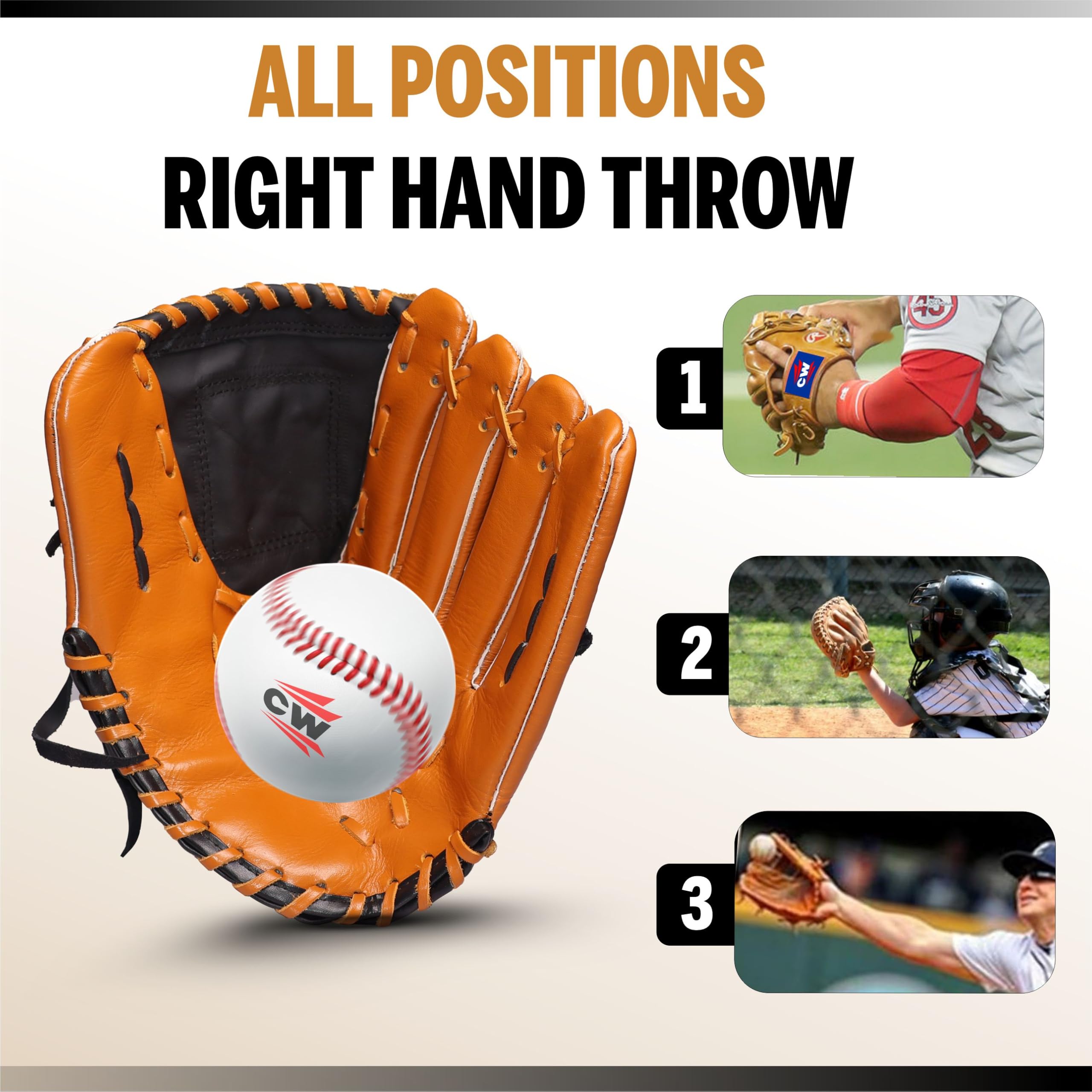 CW IKON Baseball Glove for All Positions | Base Ball Training Men Glove | Match Tournament Club Play (Single Piece) 4