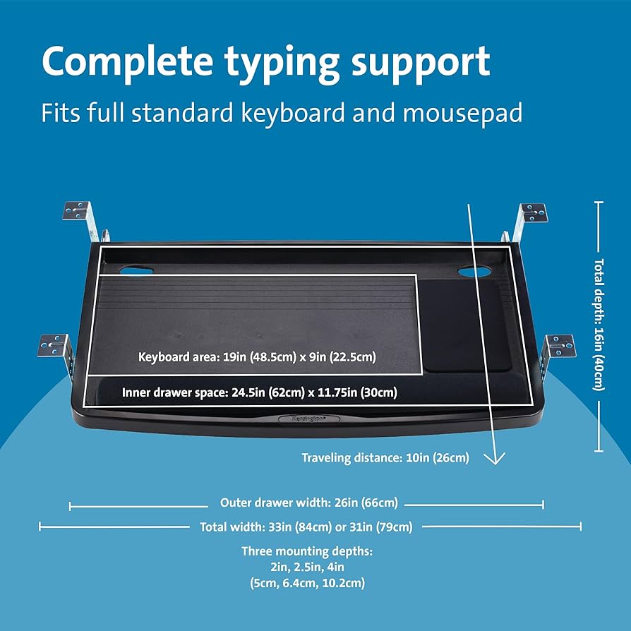 Amazon.com: Kensington Keyboard Tray Under Desk, SmartFit
