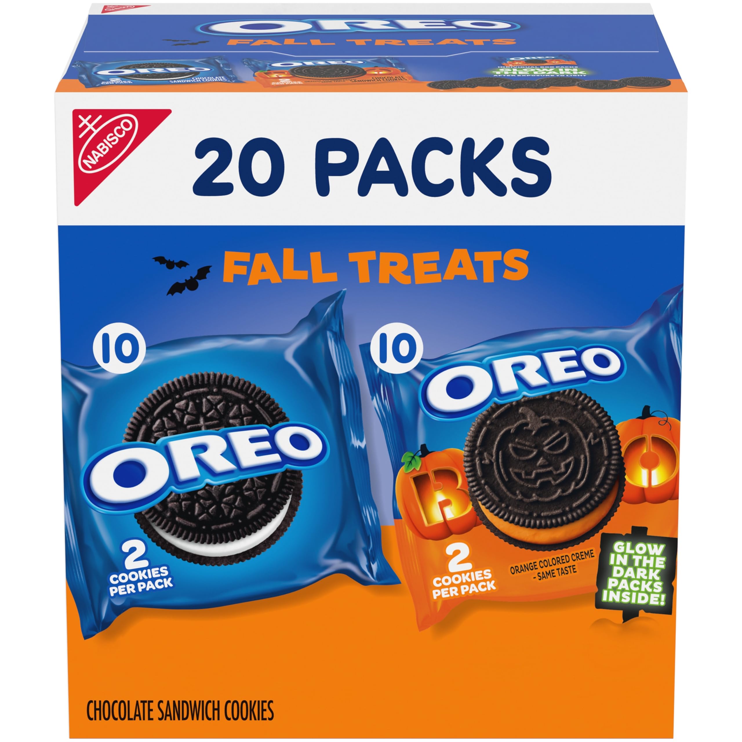 OREO Boo! Fall Treats Trick or Treat Halloween Cookies Variety Pack, 20 Snack Packs (2 Cookies Per Pack)