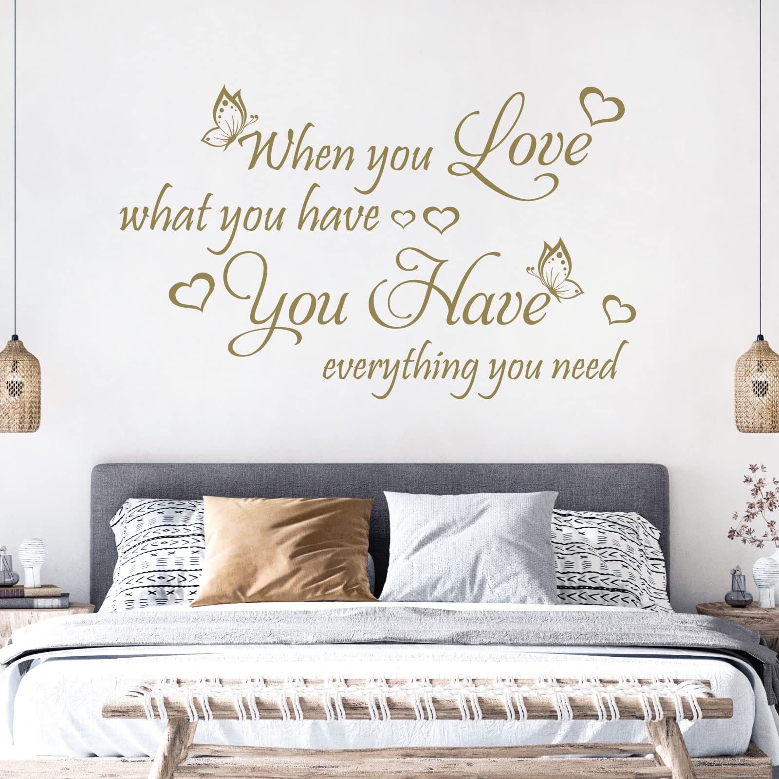 When You Love What You Have, You Have Everything ... - Quote Decal Wall Sticker [XLarge] [Gold]