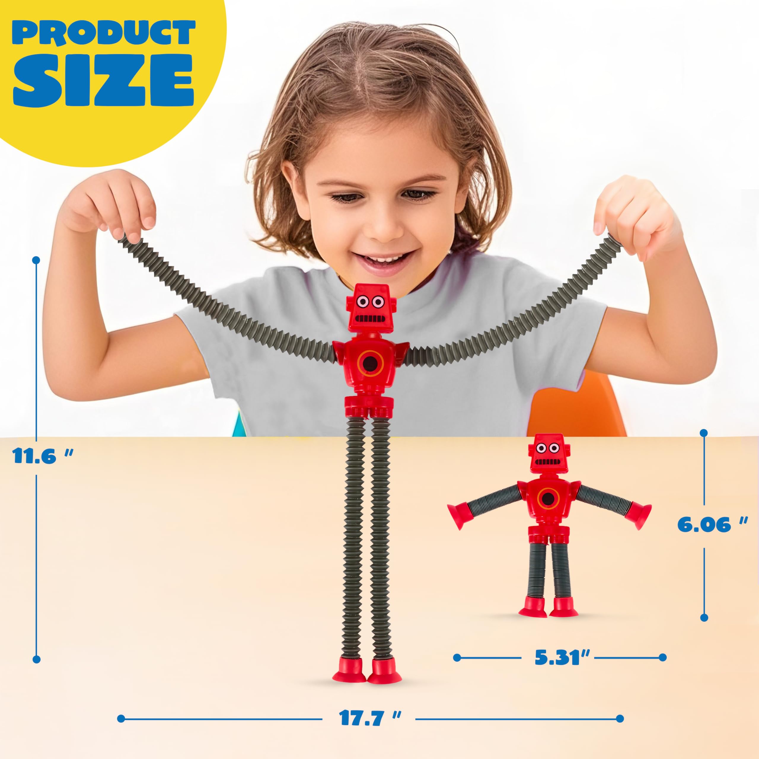 JOYIN 4 sztuki Robot Pop Tubes dla dzieci, zabawki sensoryczne dla dzieci, zabawka teleskopowa dla dziewcząt i chłopców, prezent urodzinowy, prezenty na imprezę, aby zredukować stres i lęki