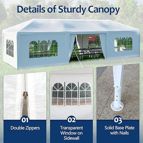 Miniatura 5 de Tienda de campaña con toldo para fiesta de boda de 10 x 30 pies con 8 paredes laterales extraíbles