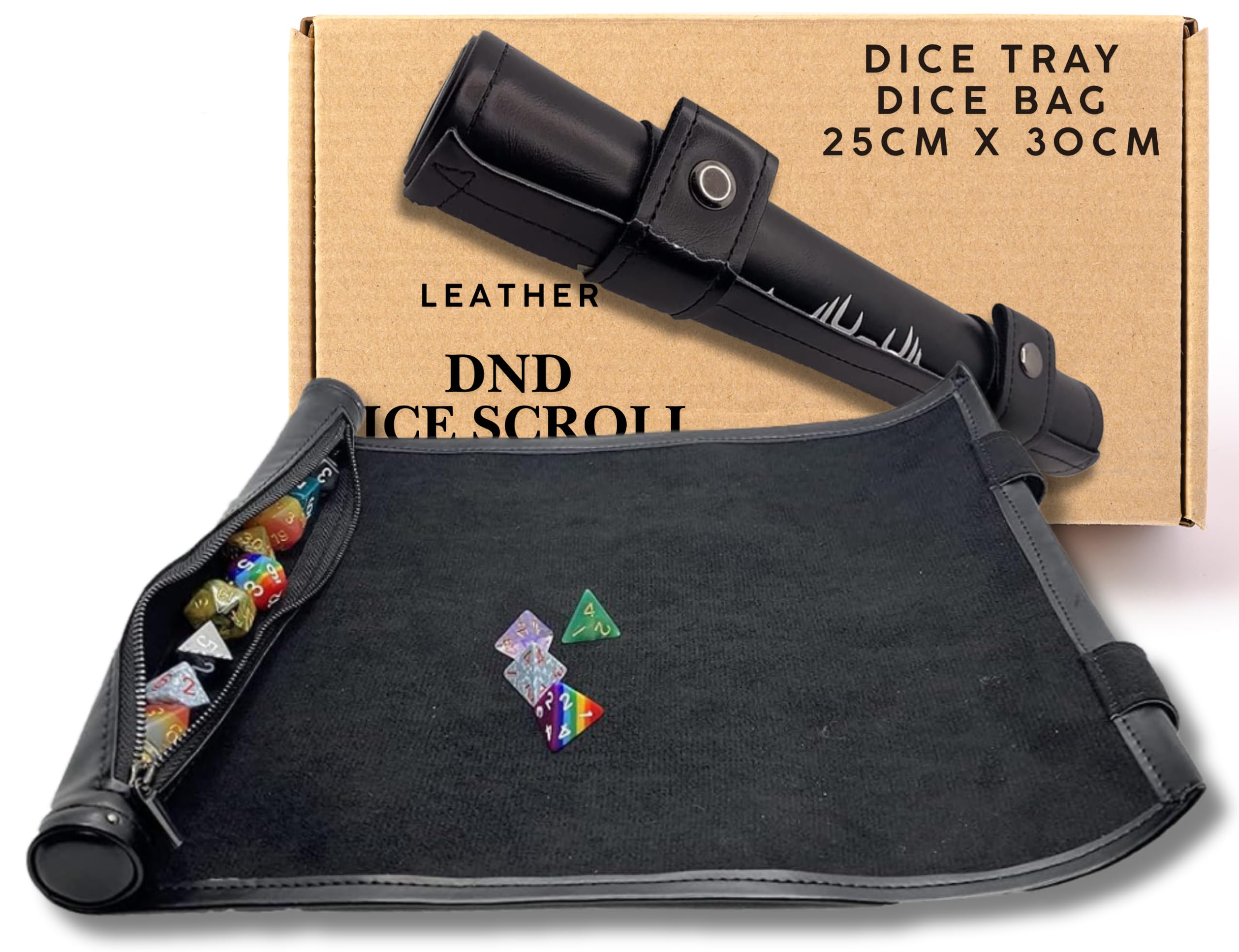 Faltbares Spielset, tragbar und faltbar – Würfelaufbewahrung und Rollbrett – DND Faltbare Matte für jeden Würfel oder Gesellschaftsspiel – perfekt für DND (schwarz)