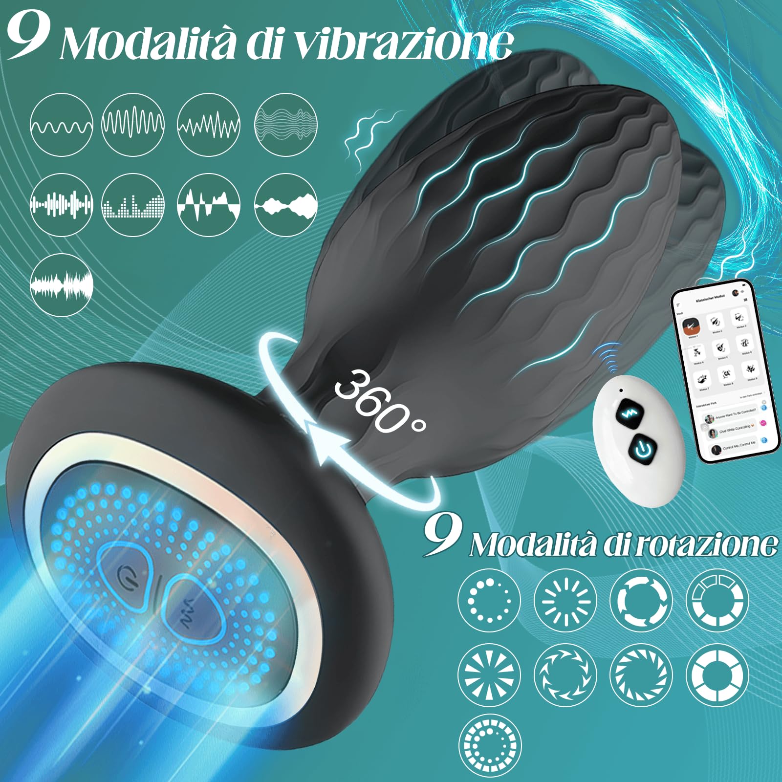 Vibratore Anale, Stimolatore Prostata, Vibratoreper Uomo Professionale Plug Analesex Toy Dilatatore Ano per Uomo Vibratoreper Donna Analesex Toy Telecomando Sex Toys Sessuali per Uomini