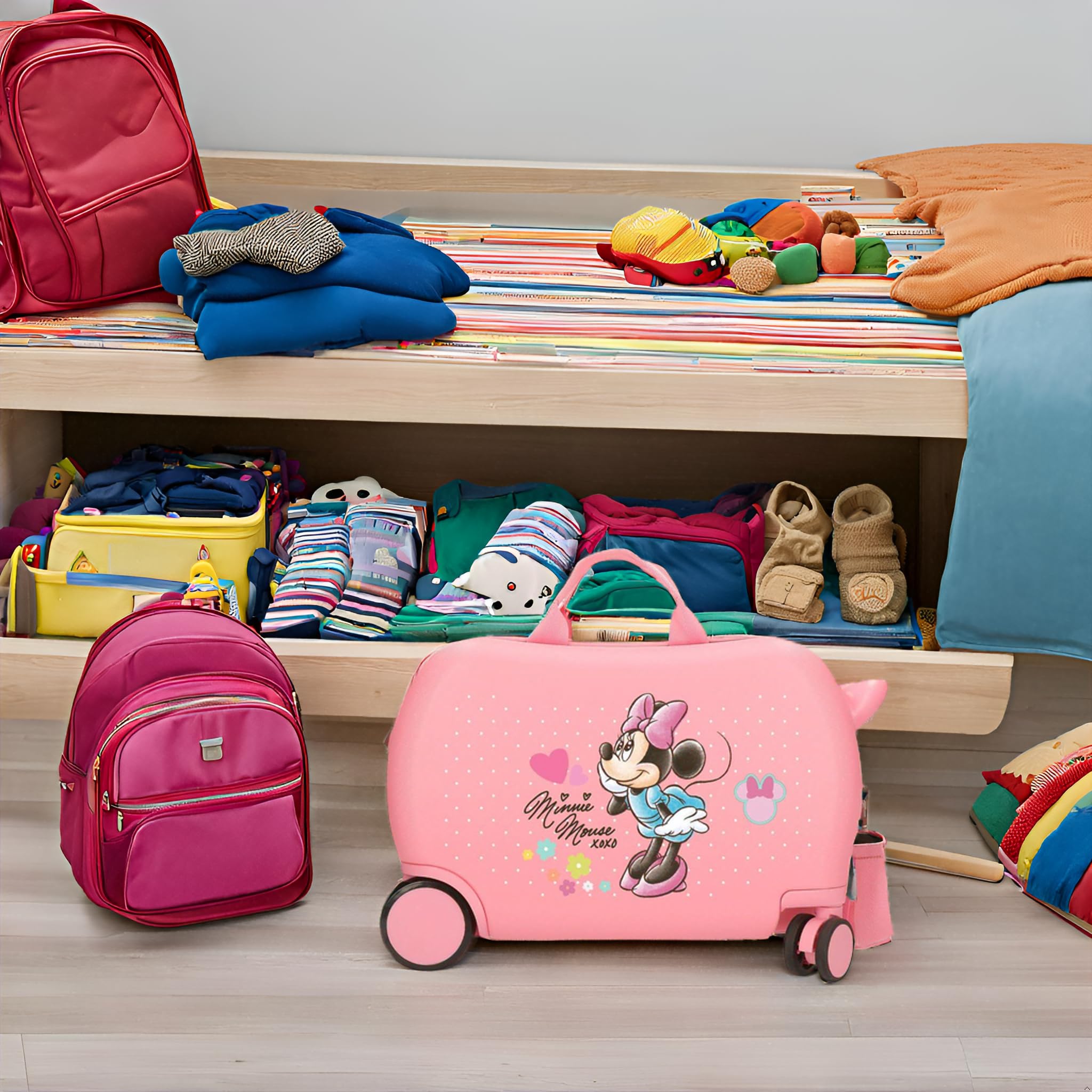 Disney Joumma Bags, Minnie Imagine, Valigia Cabina, Valigia per bambini, Realizzato in ABS, un materiale, Quattro Ruote Doppie di Giro multidirezionale, Chiusura a combinazione laterale., Rosa