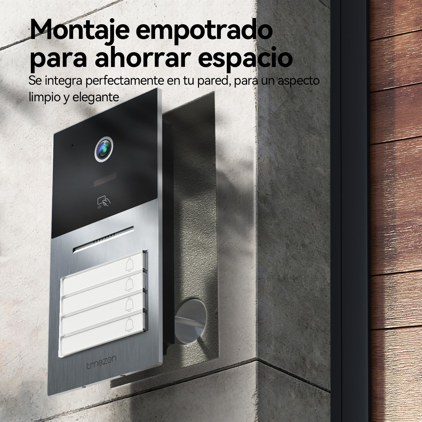 TMEZON Videoportero WiFi 2 Hilos,Sistema de Intercomunicación con 7'' Monitor Táctil a Color,Timbre Metálico de 1080P con Cámara,detección de Movimiento Humano,Desbloqueo en Remoto,para 4 familias