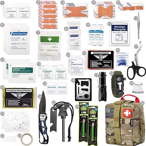 Miniatura 25 de EVERLIT Kit de supervivencia de 250 piezas de primeros auxilios IFAK EMT Molle Kit de supervivencia para equipos al aire libre, kits de emergencia