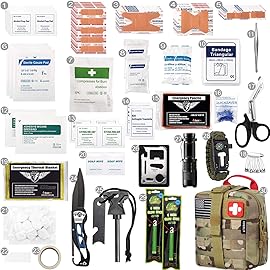 EVERLIT 250 Pieces Survival First Aid Kit IFAK EMT Molle Pouch Survival Kit Outdoor Gear Emergency Kits Trauma Bag for Camping Boat Hunting Hiking Home Car Earthquake and Adventures