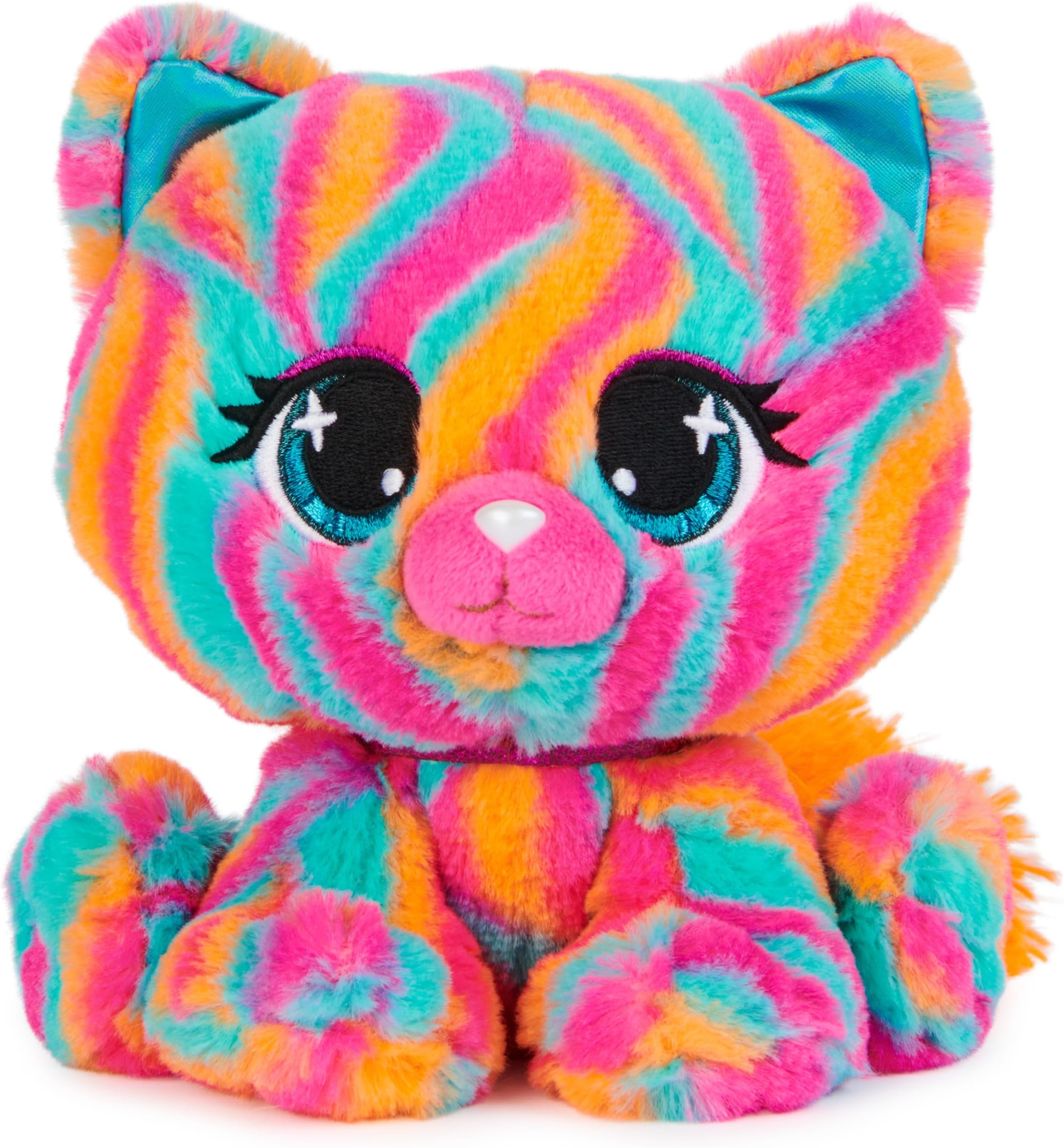 P.Lushes Designer Fashion Pets Emelia Vento Premium Cat Stuffed Animal, Pink and Blue, 6”
