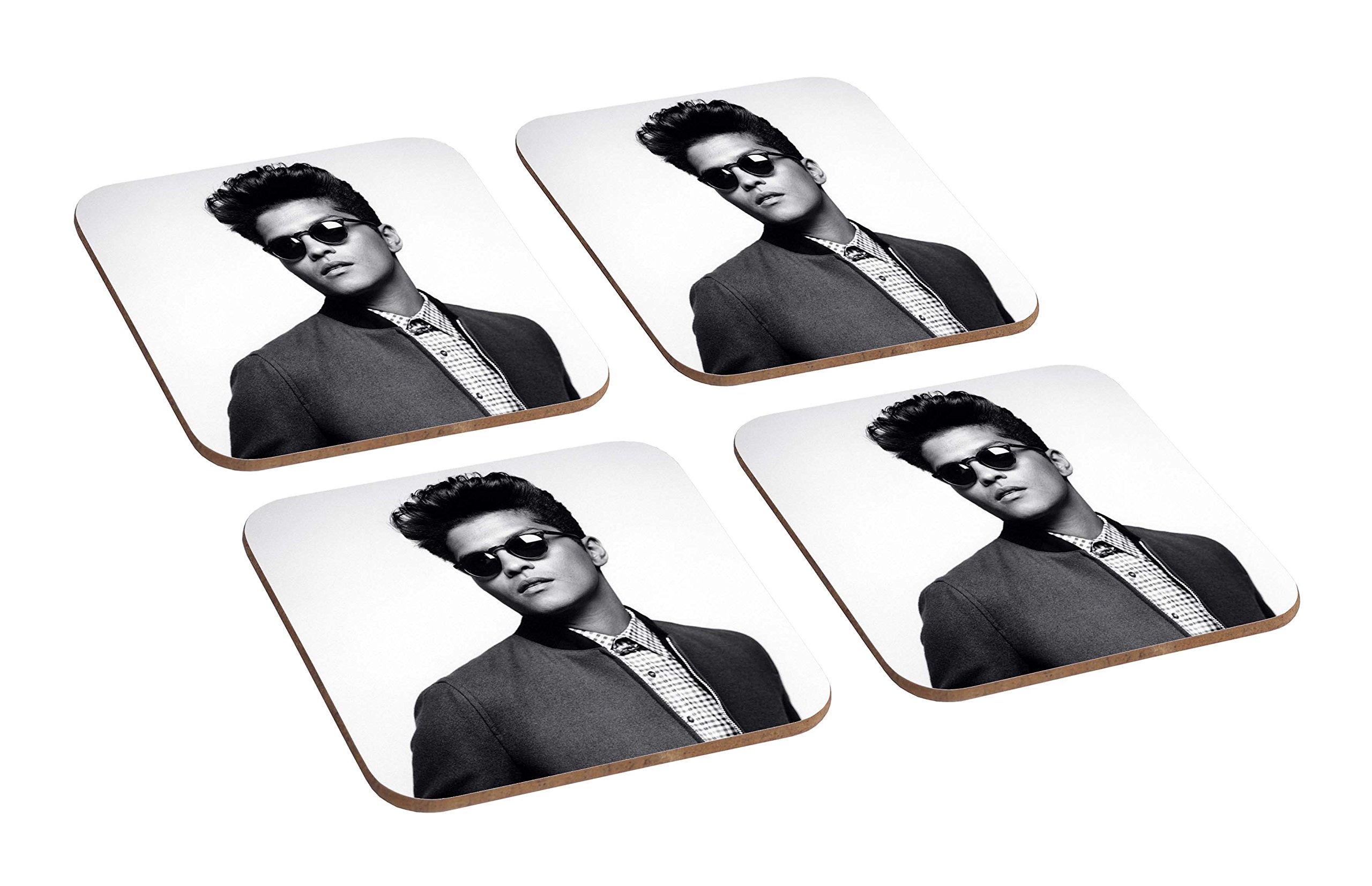 Mugmart Bruno Mars Awesome Bw 4 Piece Wooden Coaster Set