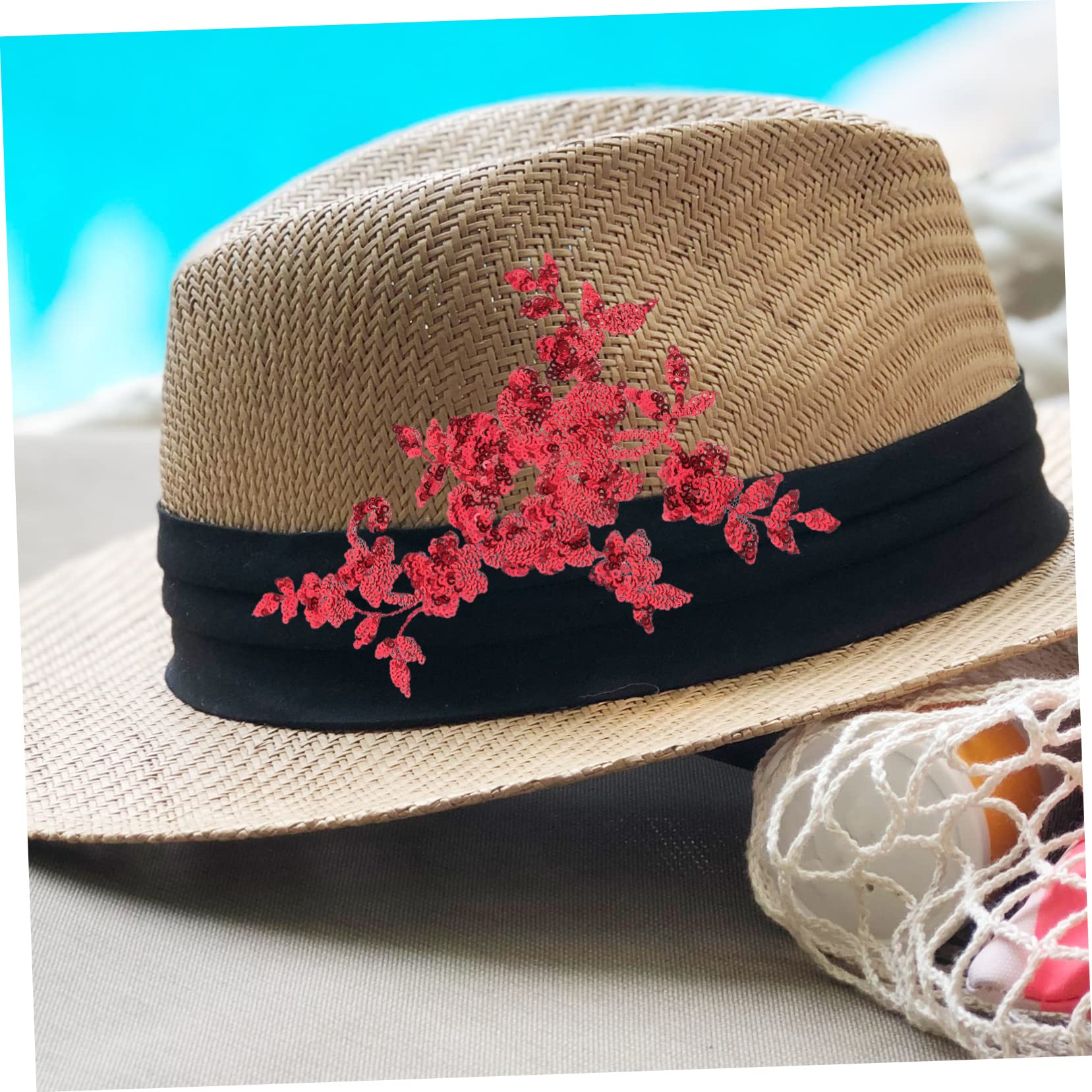 Aplicaciones para ropa, Parches bordados de tela flores, apliques florales encaje con parche hierro 2 piezas