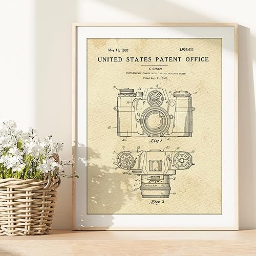 Miniatura 4 de Arte de pared con estampado de patente para cámara, sin marco, 8 x 10 pulgadas, establece el tono para los entusiastas de la fotografía clásica,
