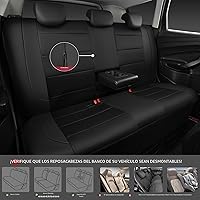 Vista 8 de CAR PASS Fundas de asientos de automóvil de cuero y malla de aire 3D, ajuste universal, para sedanes, camiones, SUV, compatibles con airbag, diseño