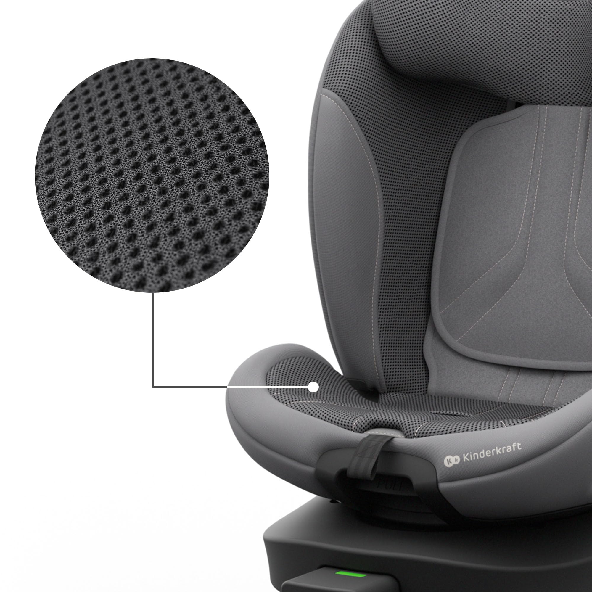 Kinderkraft I-360 2 PRO Seggiolino auto 0-36 kg, I-SIZE 40-150 cm, Seggiolino 360 girevole, con Isofix Base, Reclinabile Posizione sdraiata, Poggiatesta regolabile, Gruppo 0 1 2 3, Grigio