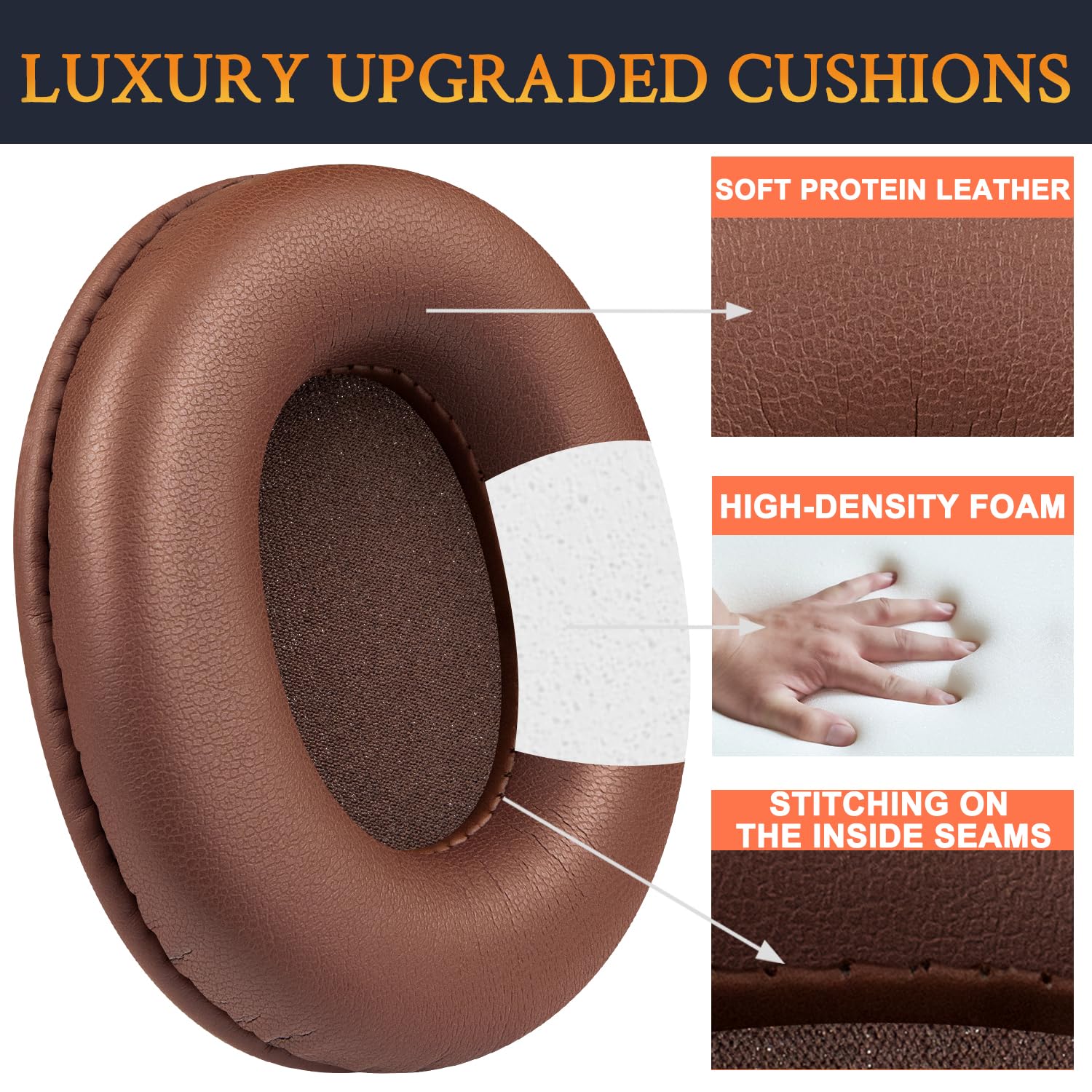 Cuscinetti Auricolari Per Sony MDR-7506, MDR-V6, MDR-V7, MDR-CD900ST - In Pelle Proteica E Memory Foam, Nero - Foto 13