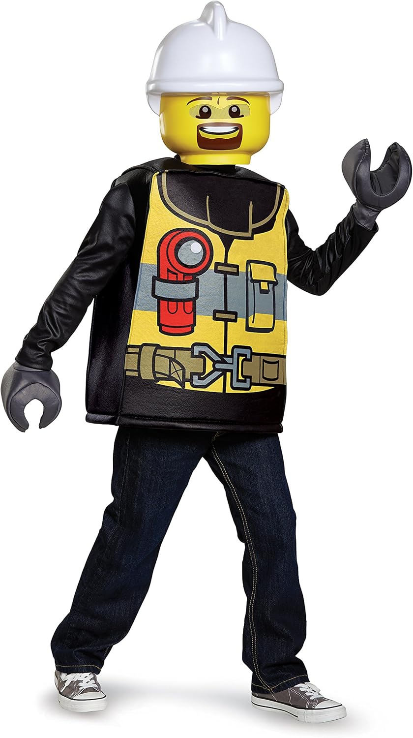 Disguise Lego Firefighter Classic Costume, Black/Yellow, Small (4-6)