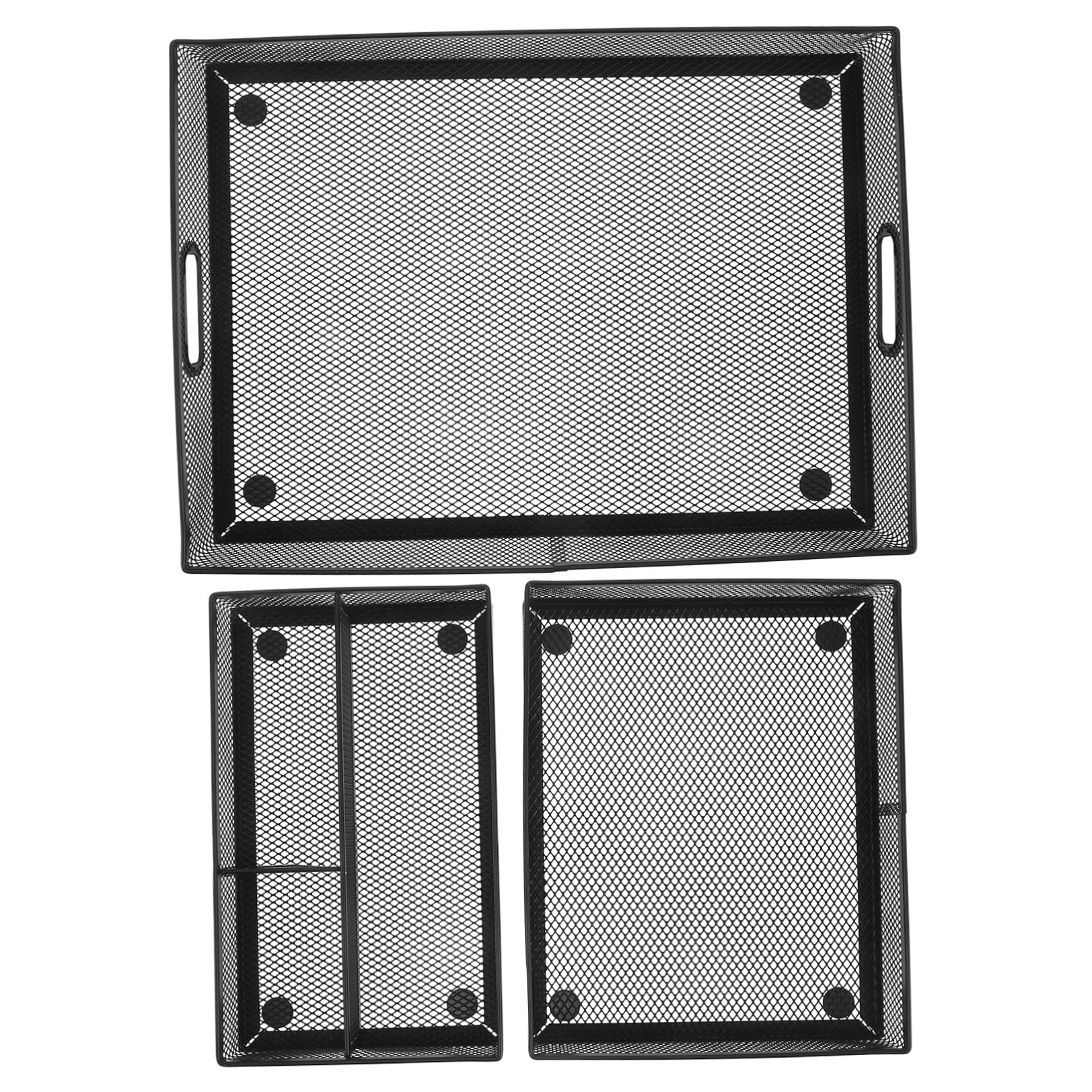 STOBAZA 3 Pezzi Organizer e Supporto per Accessori in Metallo per Ufficio da Scrivania con Scomparti Multipli Vassoio Porta Documenti per Scrivania e Cucina