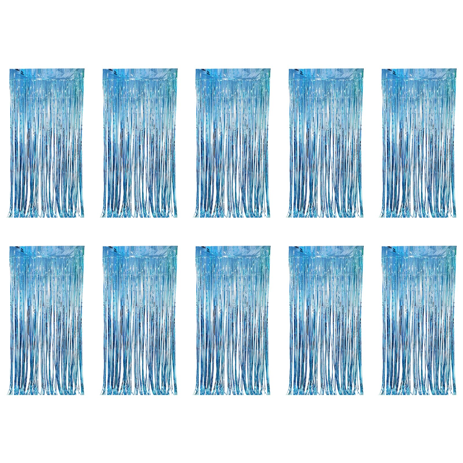 Tfaoys Light Blue 10Pcs Shimmering Silver Party Curtains Delicate Foil Tassels Curtain With Multiple Bright Color For Event Planners Festival Celebration Decorations
