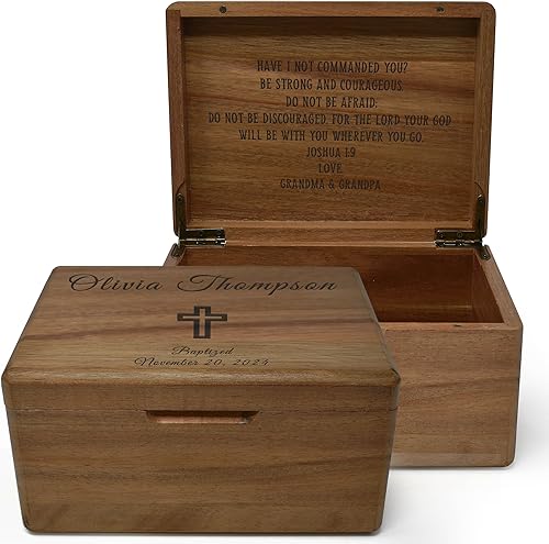 Miniatura 88 de Caja de madera grabada personalizada grande – Caja de recuerdo de madera de acacia con mensaje oculto personalizado, cajas de memoria de nogal para