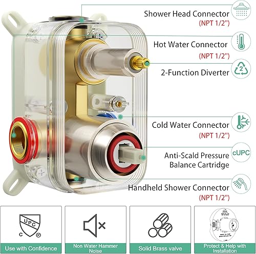 Miniatura 6 de SR SUN RISE Grifo de ducha  Sistema de cabezal de ducha multifuncional de alta presión de 16 pulgadas con accesorios de cabezal de ducha de mano