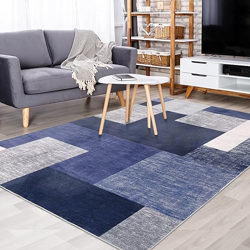 Miniatura 7 de GlowSol Alfombra marroquí lavable de 4 x 6 pies, estilo bohemio, moderna, de pelo bajo, para dormitorio, sala de estar, antideslizante, con