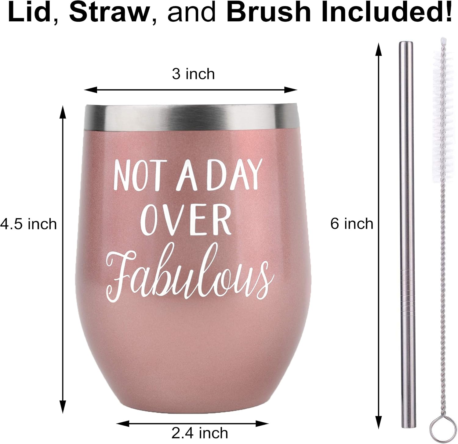 Exсluѕіvе Wine Tumbler with Lid, Gift Box, and Straw - 12 Ounce - Perfect For Moms, Funny Birthday Wine Ideas for Women, Wife, Sister, Best Friends, Coworkers, Her (Rose Gold) 70% оƒƒ Evеrуthіng Wine Tumbler with Lid, Gift Box, and Straw - 12 Ounce - Perfect For Moms, Funny Birthday Wine Ideas for Women, Wife, Sister, Best Friends, Coworkers, Her (Rose Gold)
