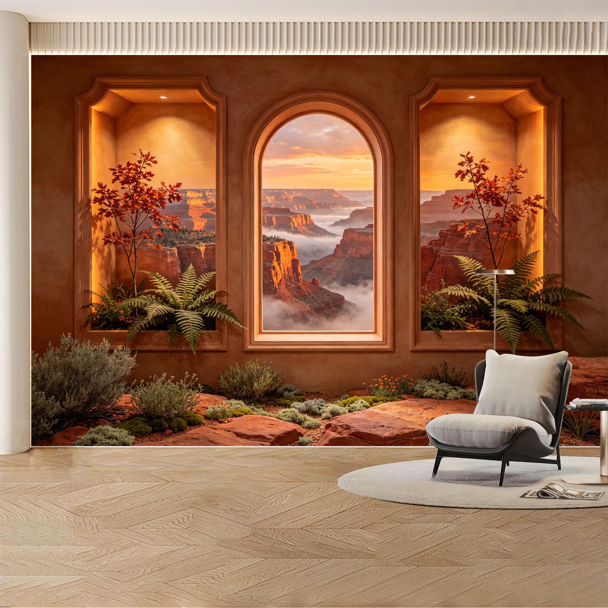Kayorowalls Bh20260620100 Custom Wall Mural Wallpaper Canyon Landscape Nature 3D Effect Wall Decor Large Wall Art Sunset Luxury Removable Selfadhesive Large Photo For Living Room， Bedroom， Office