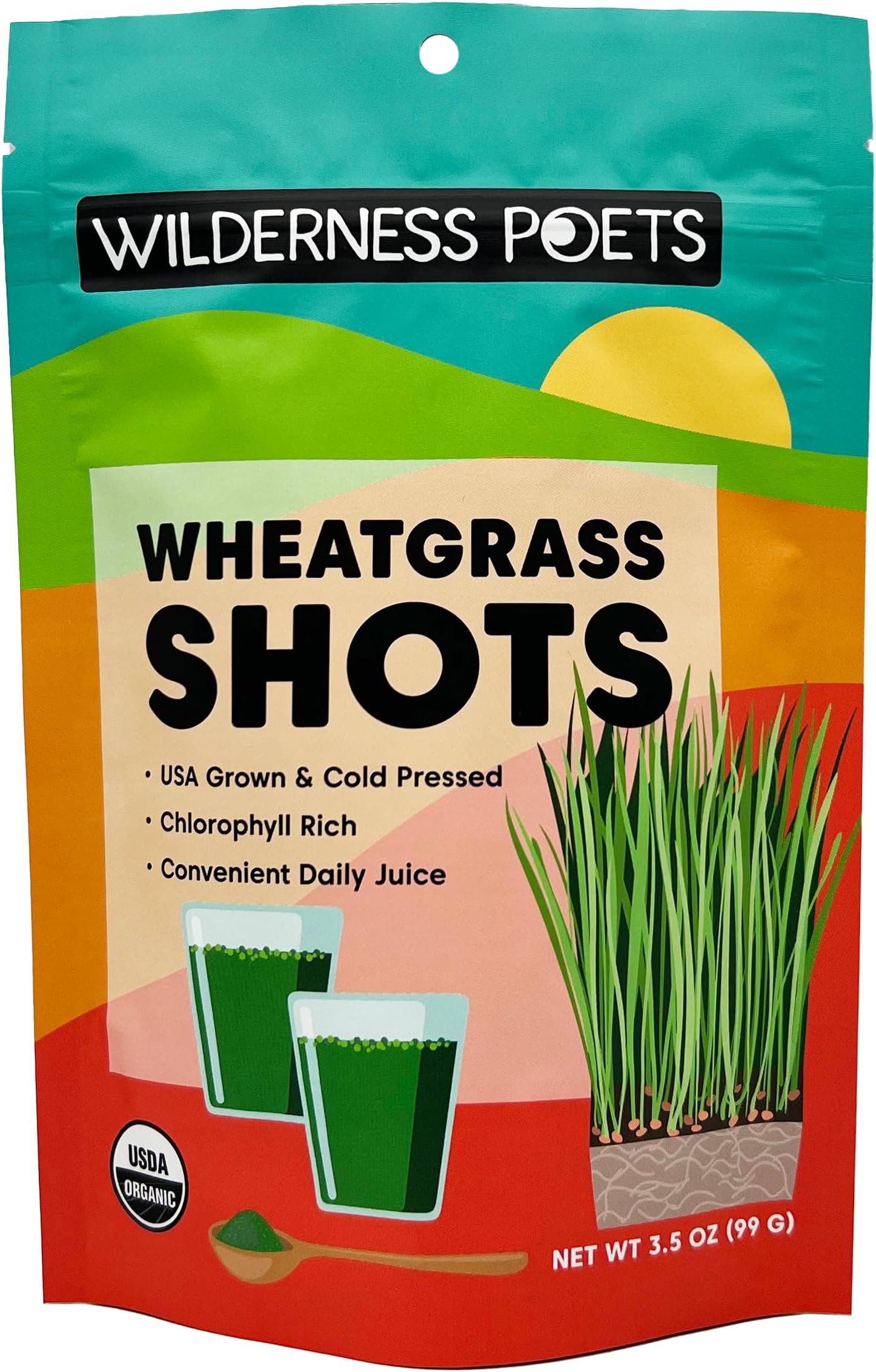 Wilderness Poets, Organic Wheatgrass Juice Powder (3.5 Ounce) - Raw Superfood Greens, USA Grown
