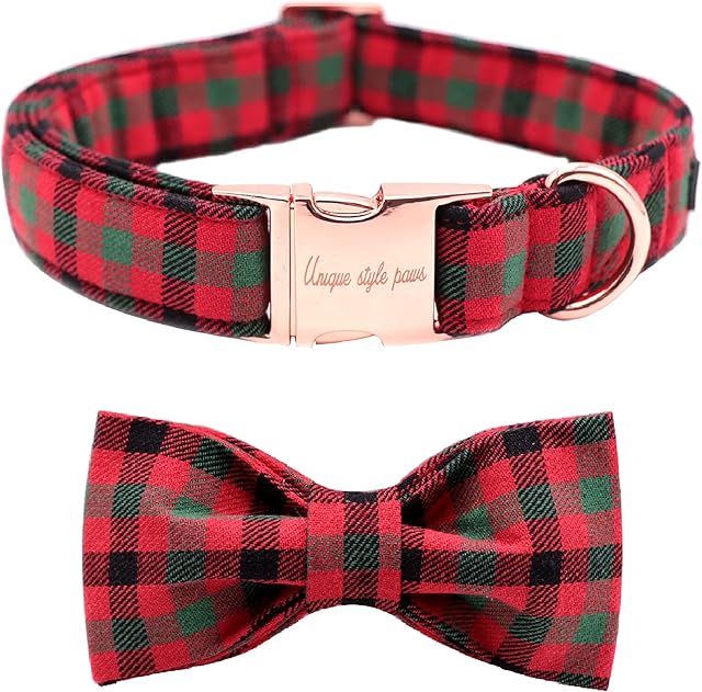 Unique style paws Christmas Dog Collar, Bowtie Dog Collar, Comfortable Adjustable Dog collars Pet for Small Dogs and Cats, Neck 25-40cm