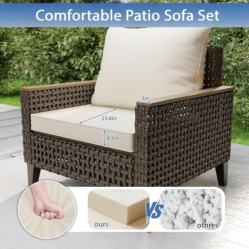 Broivira 7 Piece Outdoor Patio Furniture Set, Beige image 4