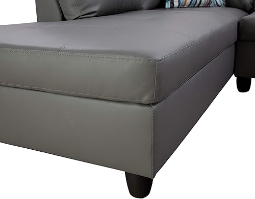 Miniatura 20 de Sofá modular contemporáneo con diván y otomana de almacenamiento, 3 piezas en forma de L, tapicería de piel sintética, cojines de espuma Jengibre