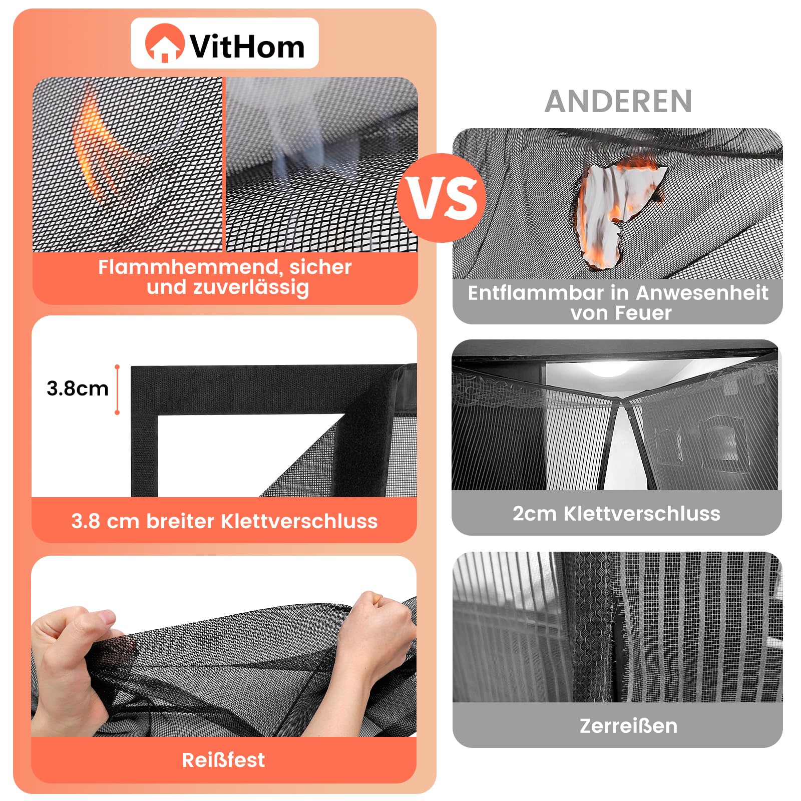 Mosquitera ignífuga magnética para puerta de balcón, material de fibra de vidrio, 80 x 200 cm, imanes más fuertes, mosquitera para puerta, sin necesidad de taladrar, para puerta de balcón o terraza