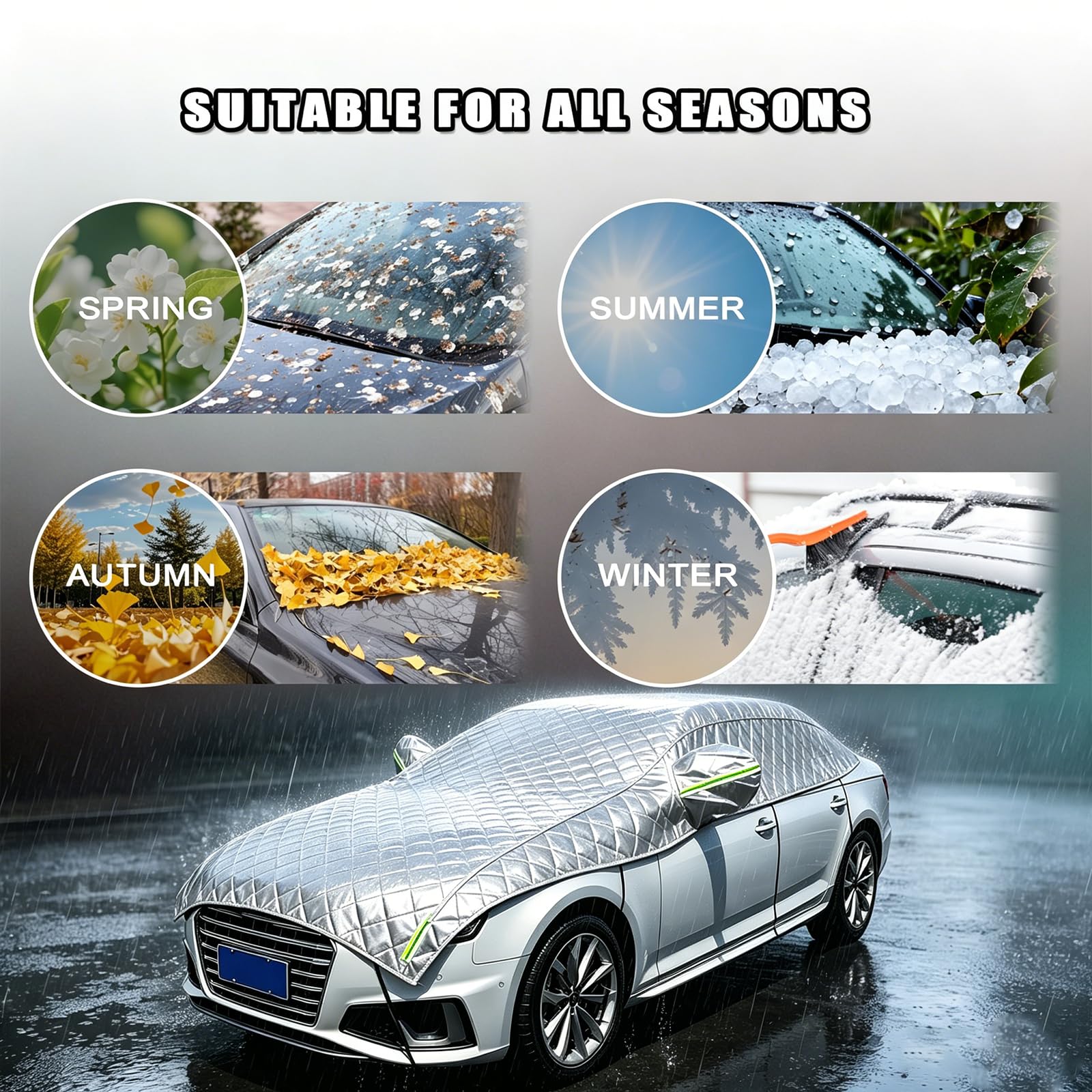 Housse Voiture Anti Grele pour Suzuki Swift 1983-2025, Demi-Housse Auto Protection Imperméable Grele Rayure, Tous Temps Extérieur Voitures, Convient à Toutes Les Saisons