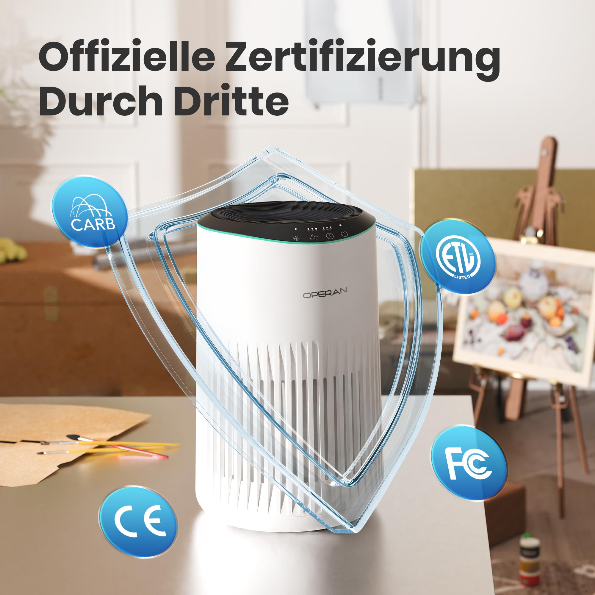 MERONTE Luftreiniger für Schlafzimmer, Zuhause, allergischer Luftreiniger für Schlafzimmer, Büro, Raucherzimmer, HEPA-Filter, Luftreiniger,Weiß, 1 Pack+3 Modi