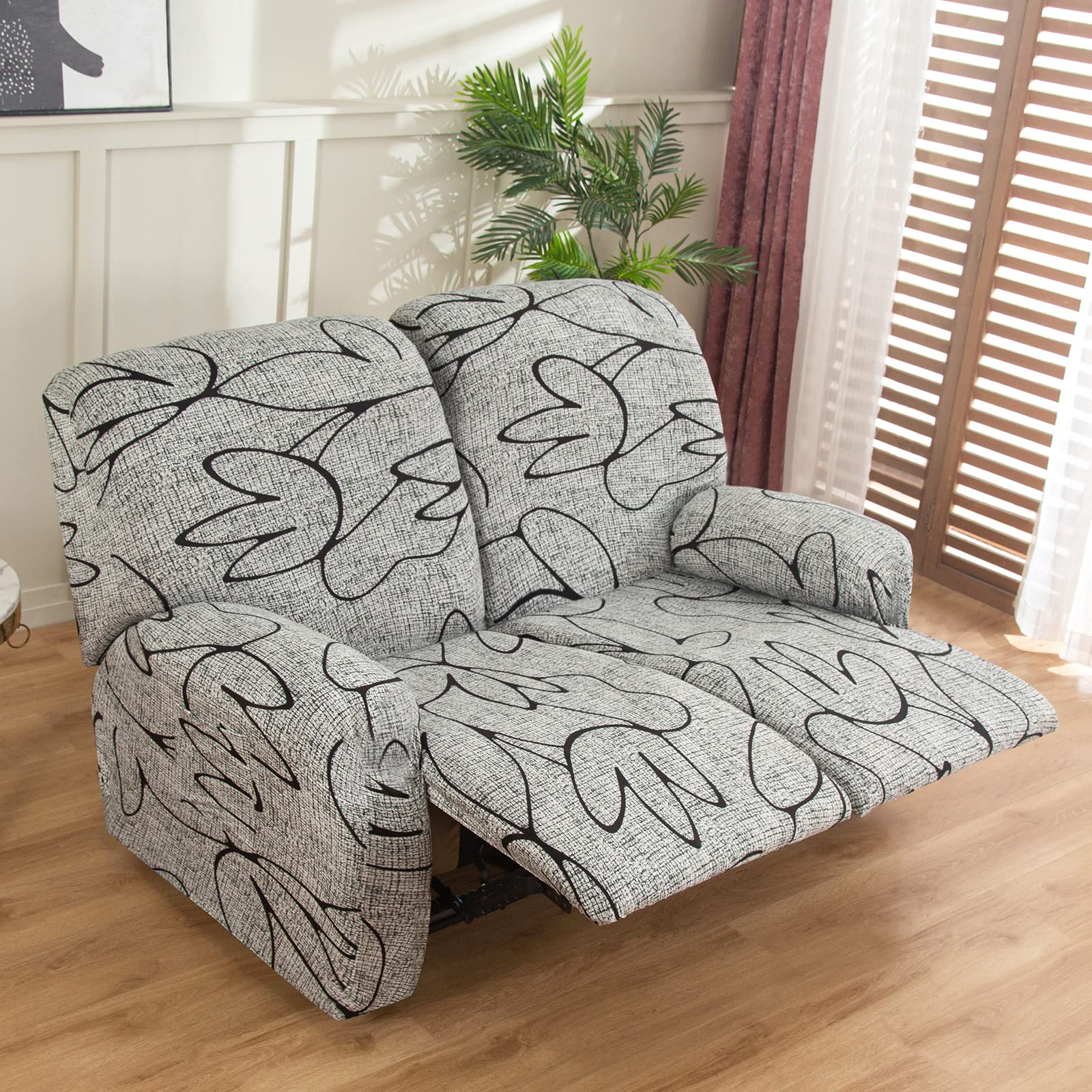 Jaotto Copridivano Relax 2 Posti Reclinabile, Fodere Copripoltrona Relax 1 Posto Universale con Tasche, 6-Pezzi Copridivano Fantasia Lavabile, Coperture per Divano da Massaggio,Grigio Stile