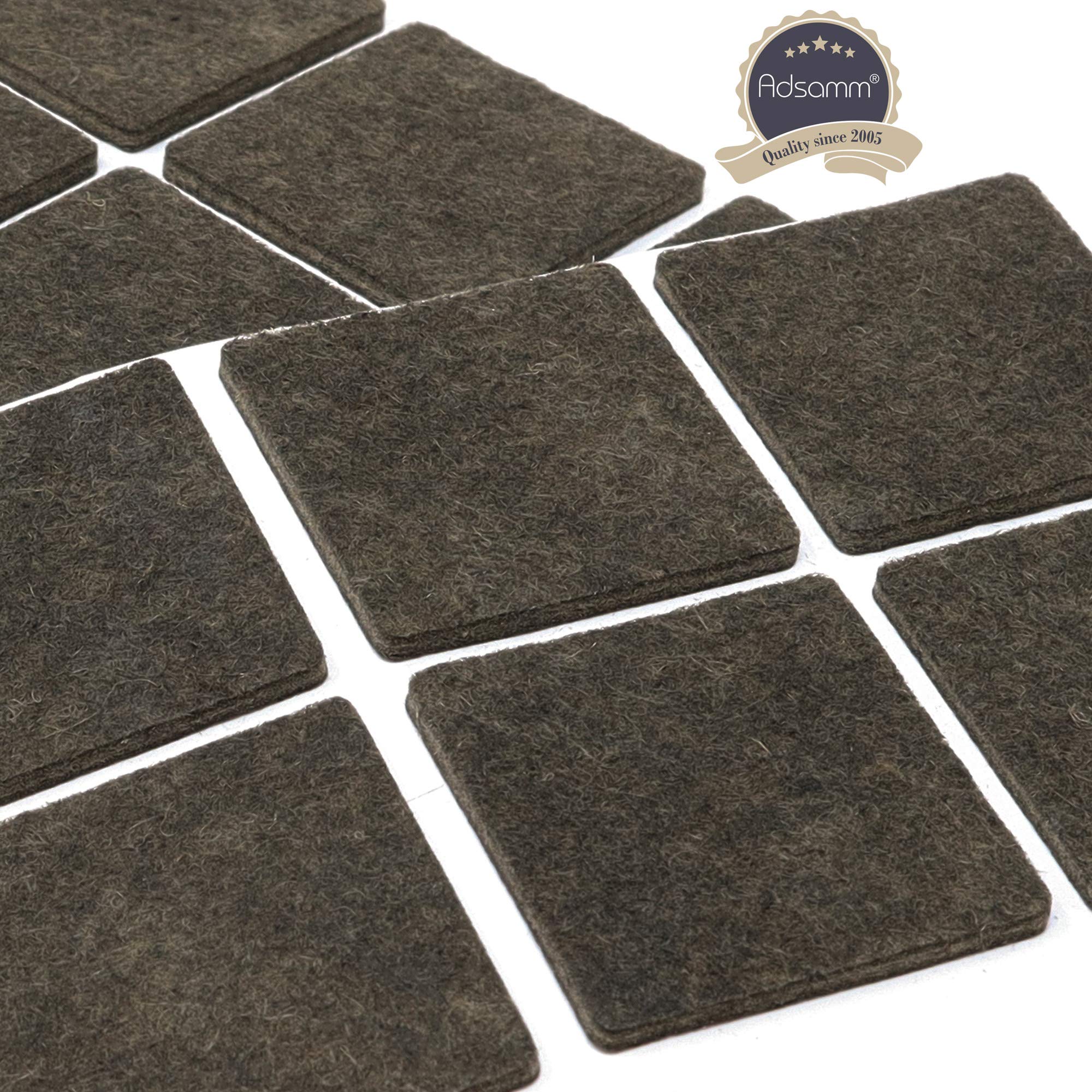 Adsamm 12 x self-Adhesive Felt Pads Brown 1 57x1 57 40x40 mm Square 0 138 3 5 mm — view 3