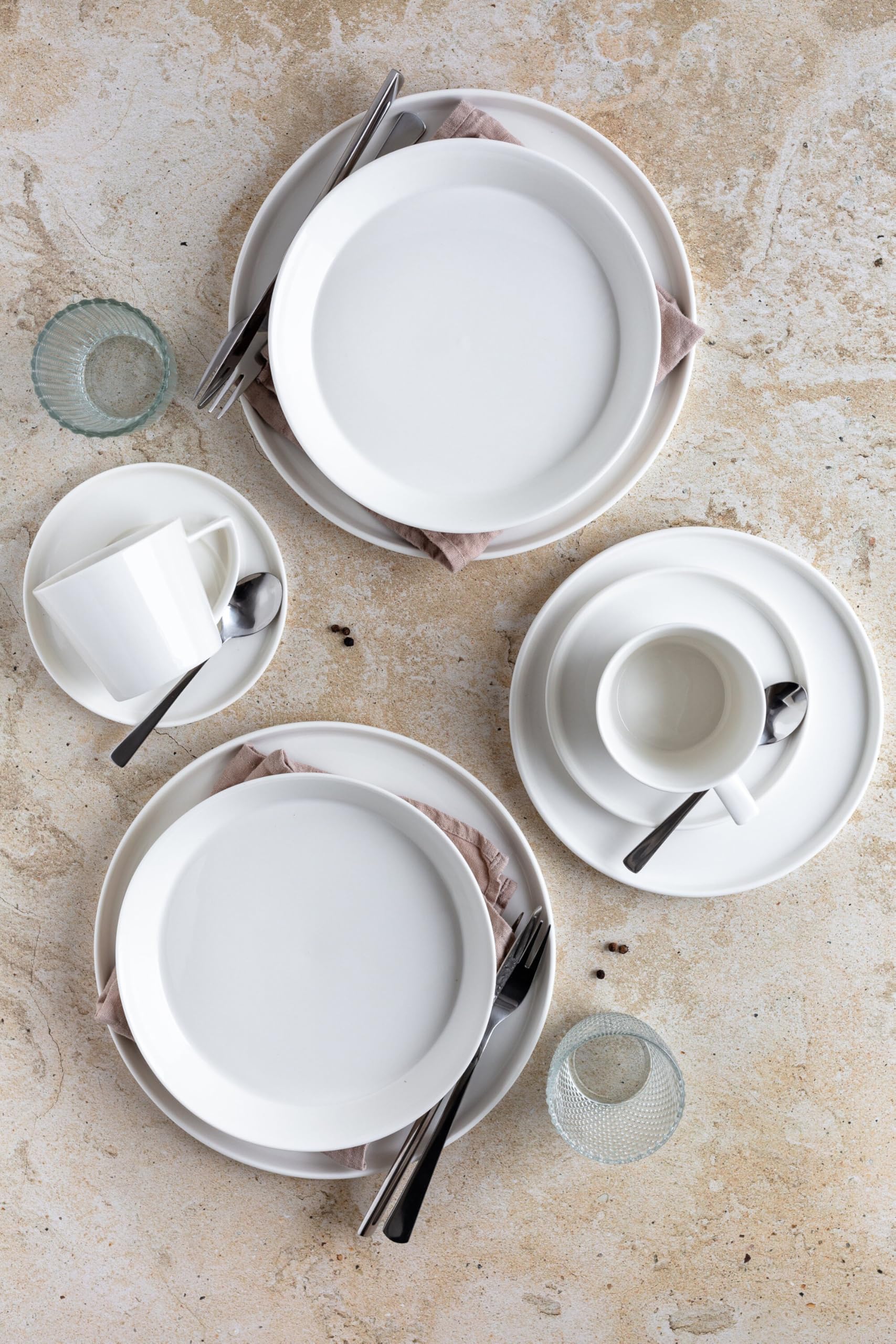 MÄSER, Série Sita, lot d'assiettes pour 6 personnes, vaisselle en porcelaine blanche, simple, élégante, en porcelaine, blanc