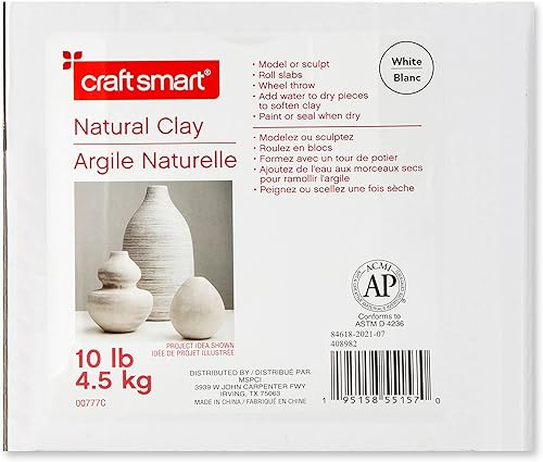 Vista 13 de Craft Smart - Arcilla natural de secado al aire gris de 10 libras, arcilla no tóxica para modelar a mano, esculpir, cerámica, paquete de 4