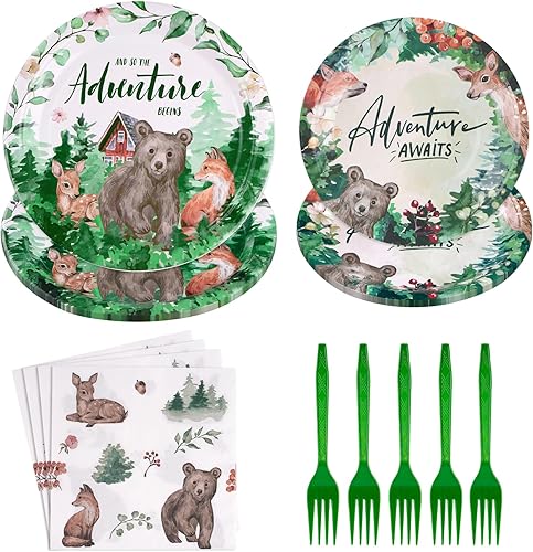 96 piezas de decoración de fiesta de aventura que espera, suministros de aventura para fiestas, platos de aventura que espera, servilletas, disponible en Yaxa Peru