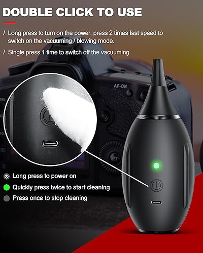 Miniatura 3 de LYNCA Soplador de aire electrónico portátil recargable, plumero de aire eléctrico, plumeros de aire inalámbricos, compatible con cámara, lente, kit